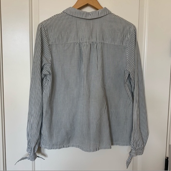 Gray and white pinstripe long sleeve top - Picture 6 of 6